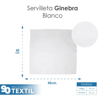 Servilleta Lino Ginebra 45x45 cm Blanco: imagen 2