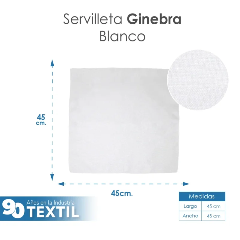 Servilleta Lino Ginebra 45x45 cm Blanco