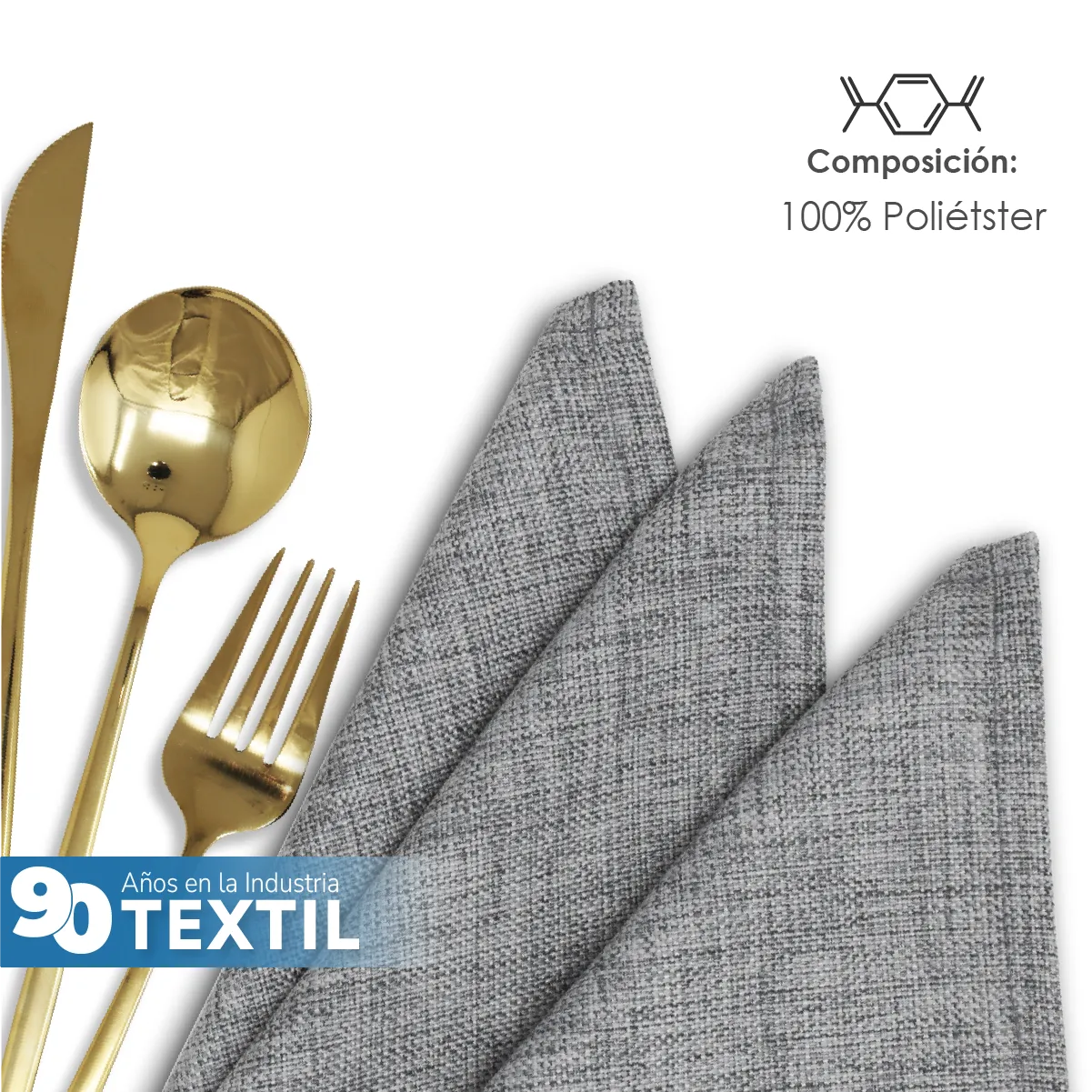 Servilleta Lino Ginebra 45x45 cm Gris Oxford: imagen 3