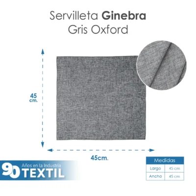 Servilleta Lino Ginebra 45x45 cm Gris Oxford: imagen 2