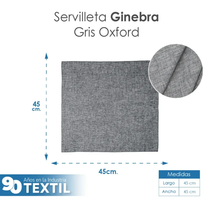 Servilleta Lino Ginebra 45x45 cm Gris Oxford