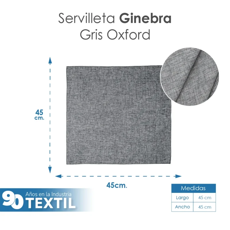 Servilleta Lino Ginebra 45x45 cm Gris Oxford