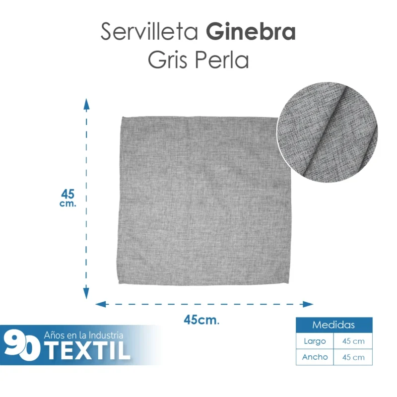 Servilleta Lino Ginebra 45x45 cm Gris Perla