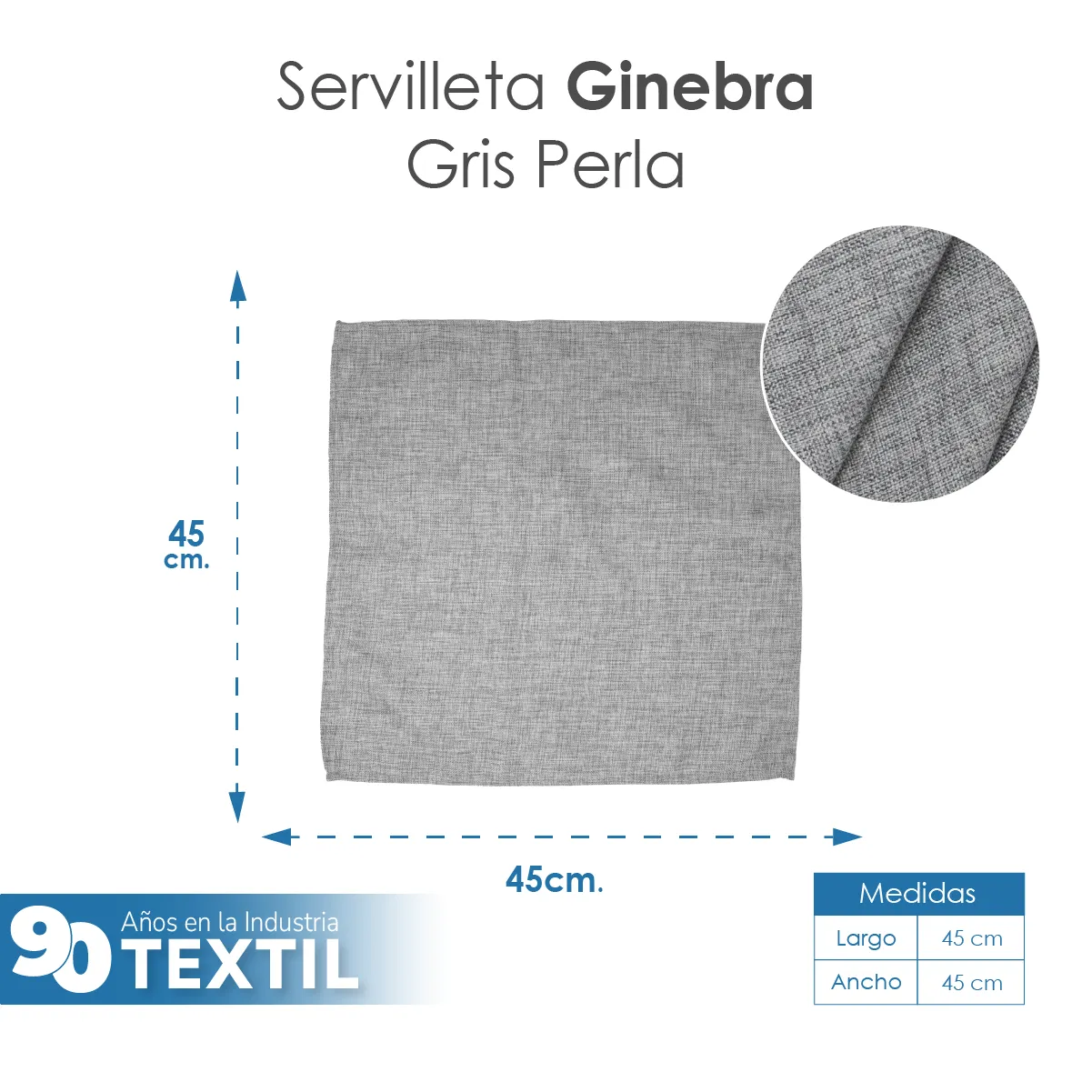 Servilleta Lino Ginebra 45x45 cm Gris Perla: imagen 2