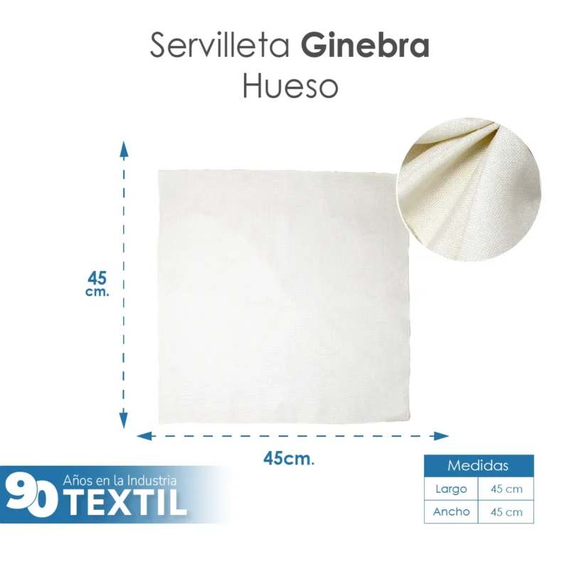 Servilleta Lino Ginebra 45x45 cm Hueso