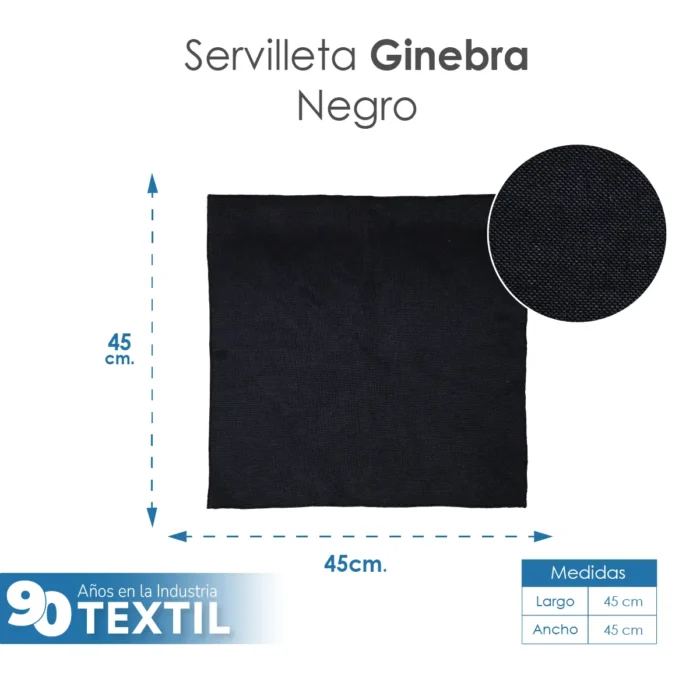 Servilleta Lino Ginebra 45x45 cm Negro