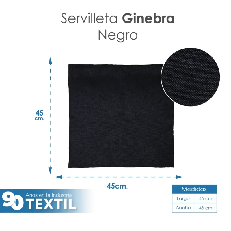 Servilleta Lino Ginebra 45x45 cm Negro