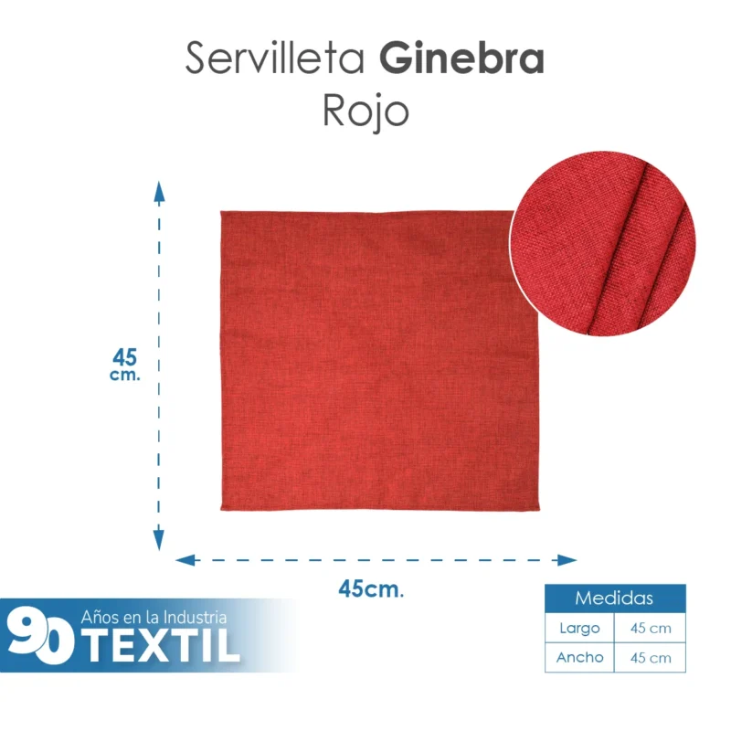 Servilleta Lino Ginebra 45x45 cm Rojo