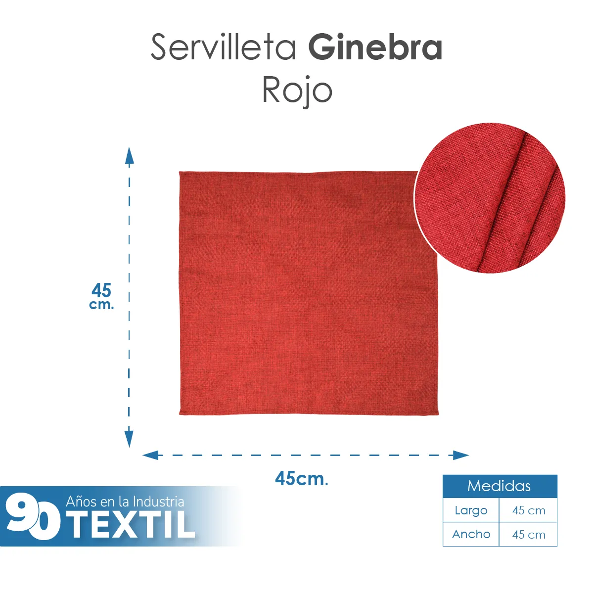 Servilleta Lino Ginebra 45x45 cm Rojo: imagen 2