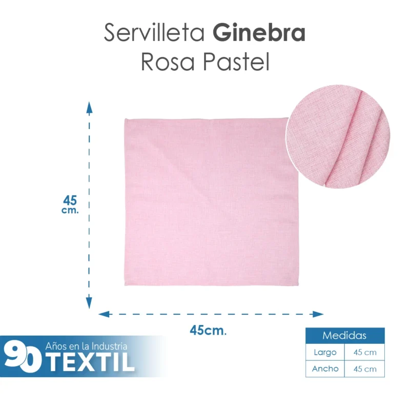 Servilleta Lino Ginebra 45x45 cm Rosa Pastel