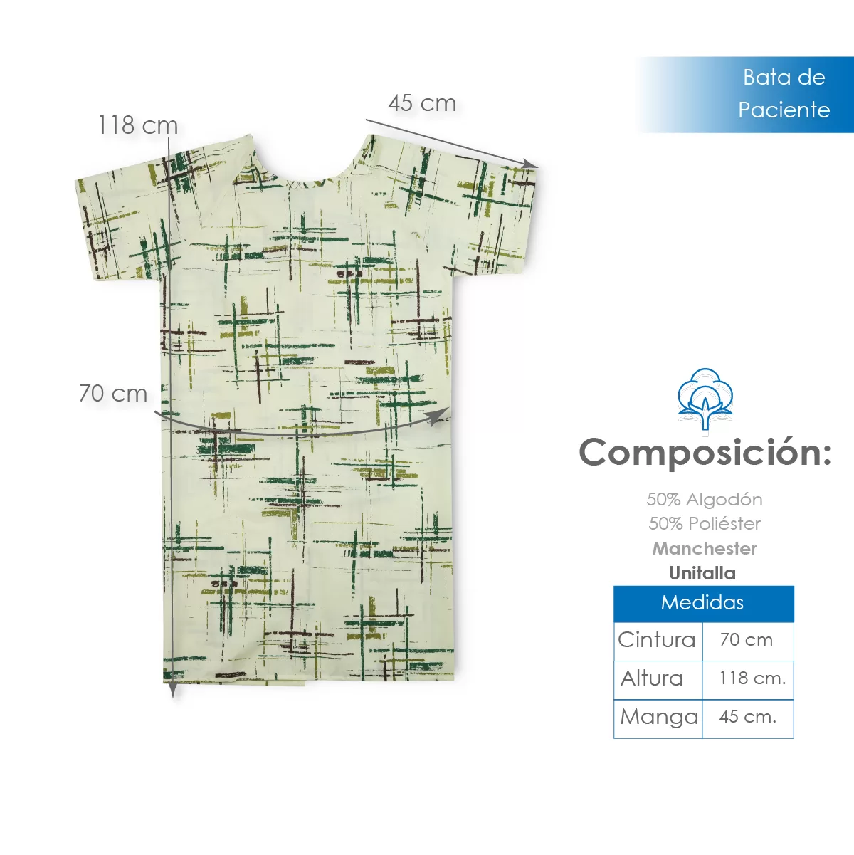 Bata de paciente Manchester Camuflaje Verde: imagen 2