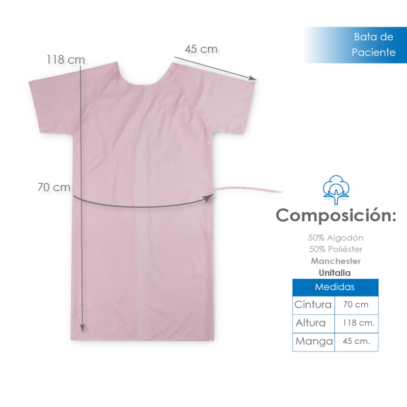 Bata de Paciente Mil Rayas Rosa