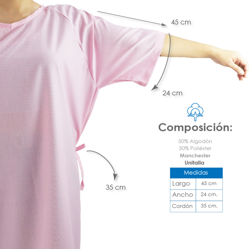 Bata de Paciente Mil Rayas Rosa
