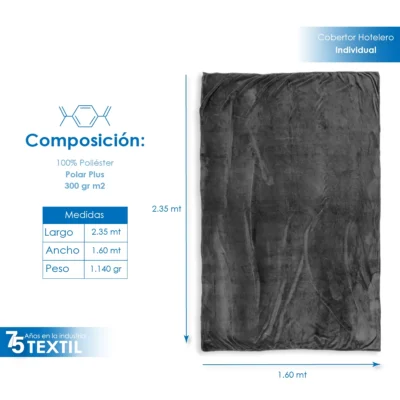 Cobertor Hotelero Individual - 1.14 kg / 1.60 x 2.35 m: imagen 2