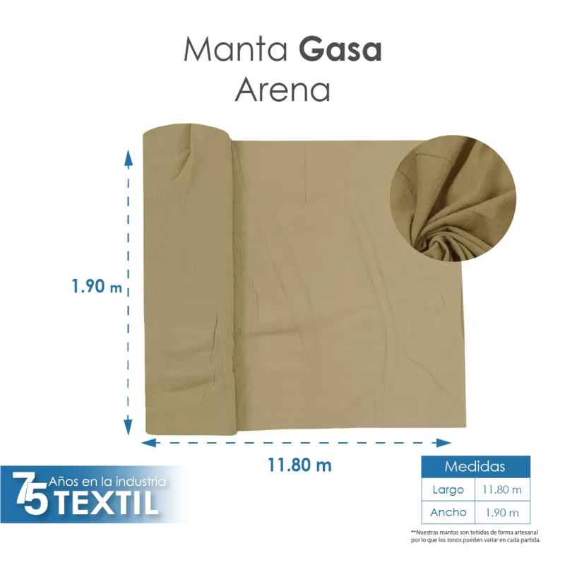 Gasa Teñida 1.90 M ancho Arena