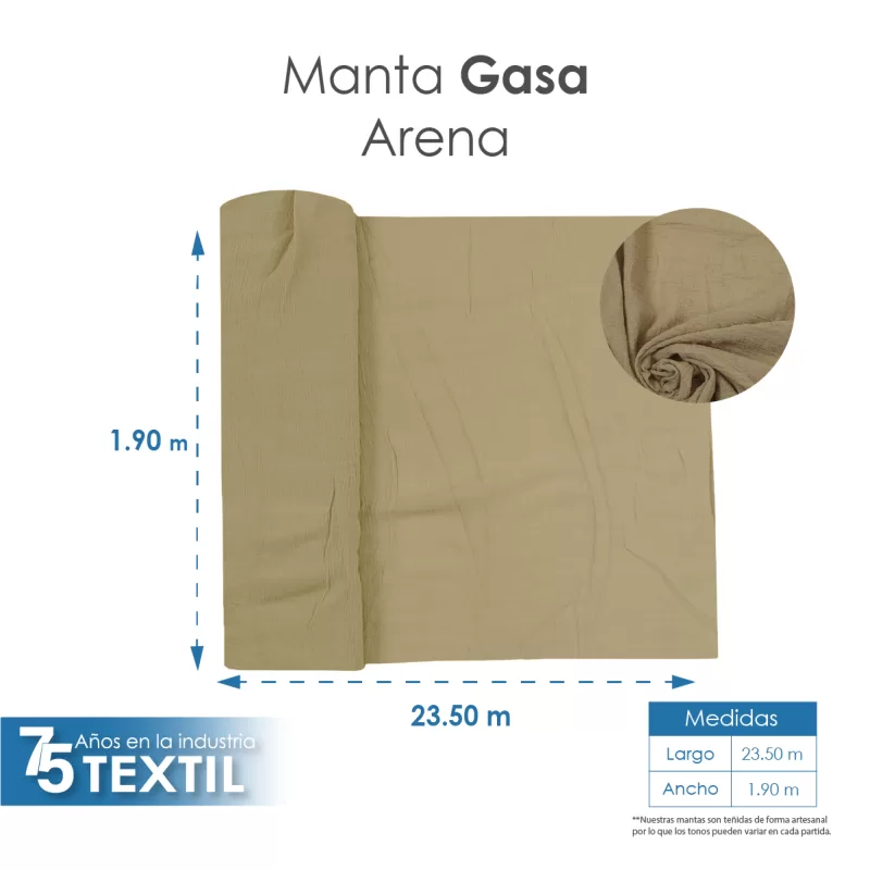 Gasa Teñida 1.90 M ancho Arena
