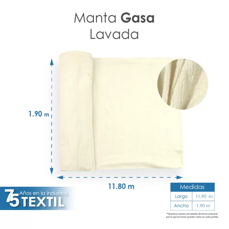 Gasa Lavada 1.90 M ancho