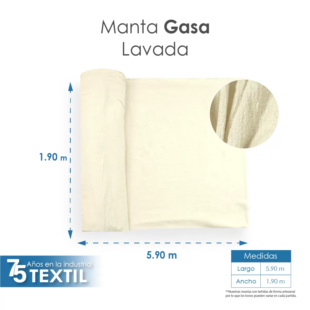 Gasa Lavada 1.90 M ancho: imagen 4
