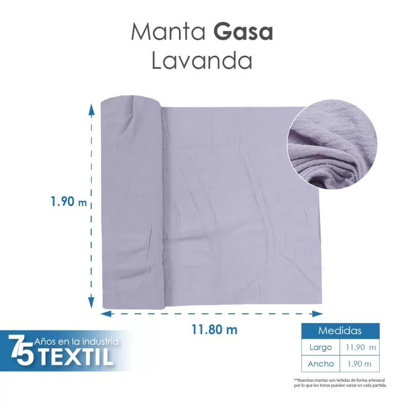Gasa Teñida 1.90 M ancho Lavanda