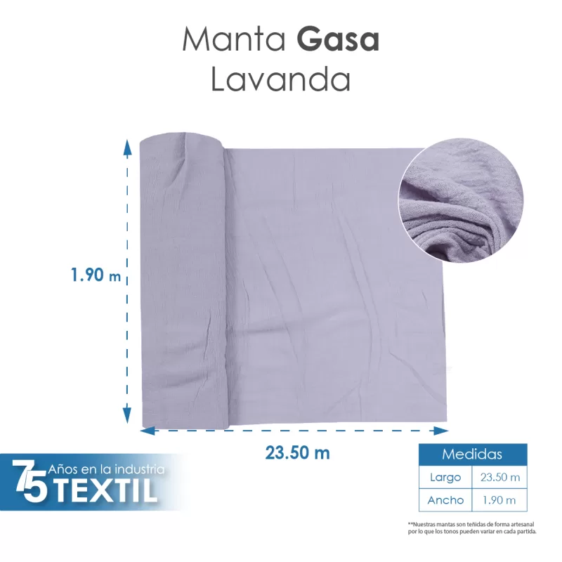 Gasa Teñida 1.90 M ancho Lavanda
