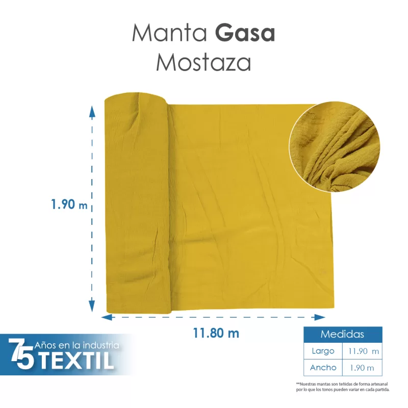 Gasa Teñida 1.90 M ancho Mostaza