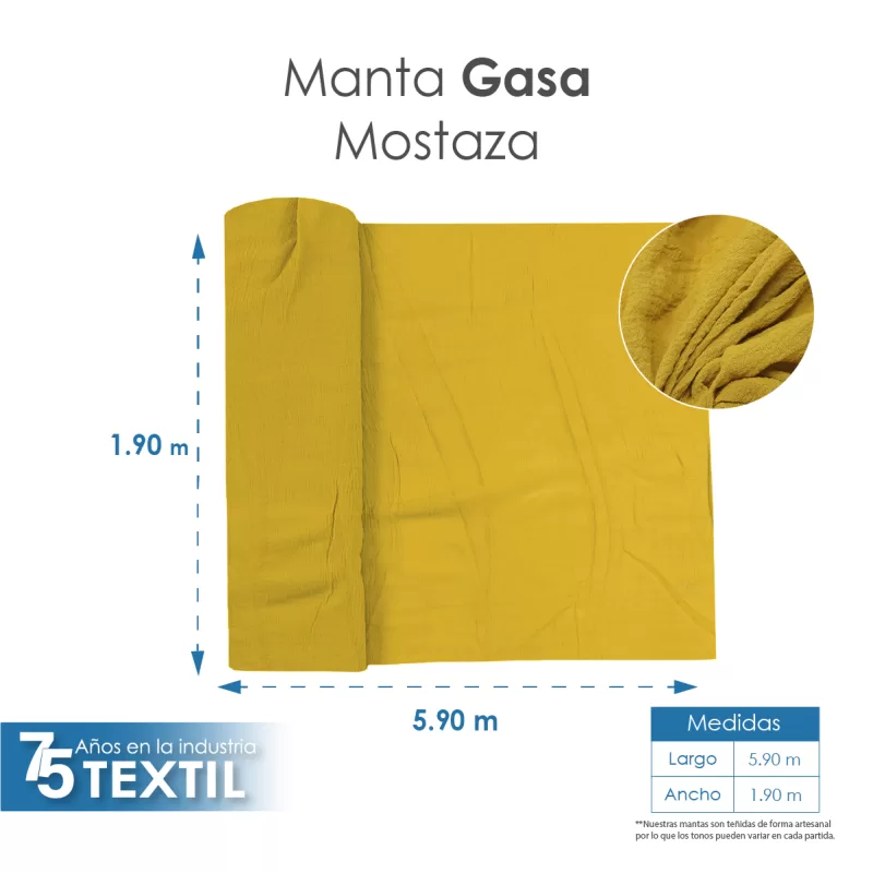 Gasa Teñida 1.90 M ancho Mostaza