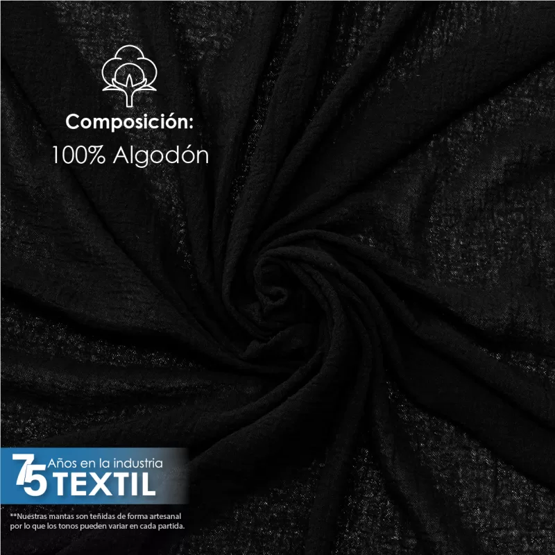 Gasa Teñida 1.90 M ancho Negro