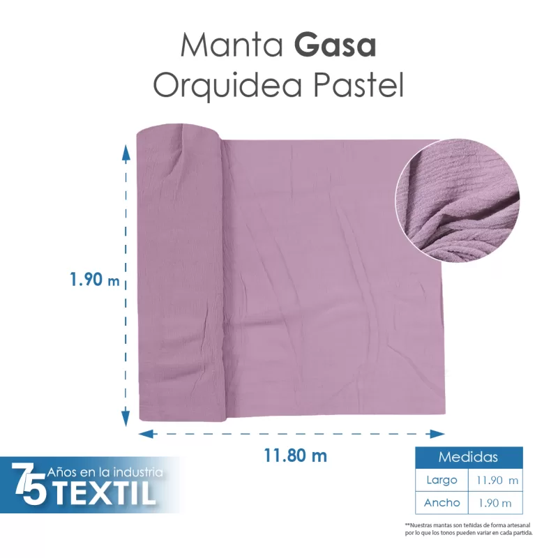 Gasa Teñida 1.90 M ancho Orquídea pastel