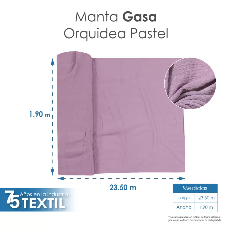 Gasa Teñida 1.90 M ancho Orquídea pastel