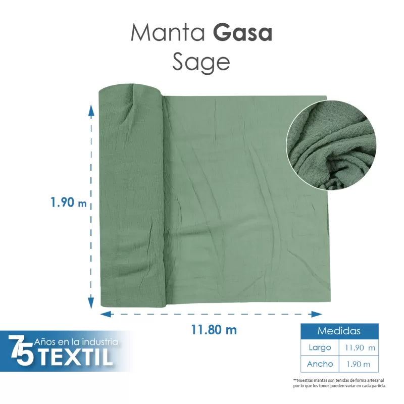 Gasa Teñida 1.90 M ancho Sage