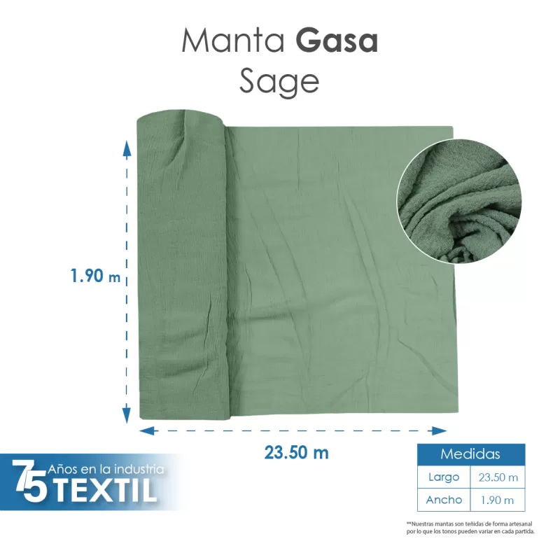 Gasa Teñida 1.90 M ancho Sage