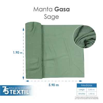 Gasa Teñida 1.90 M ancho Sage: imagen 4