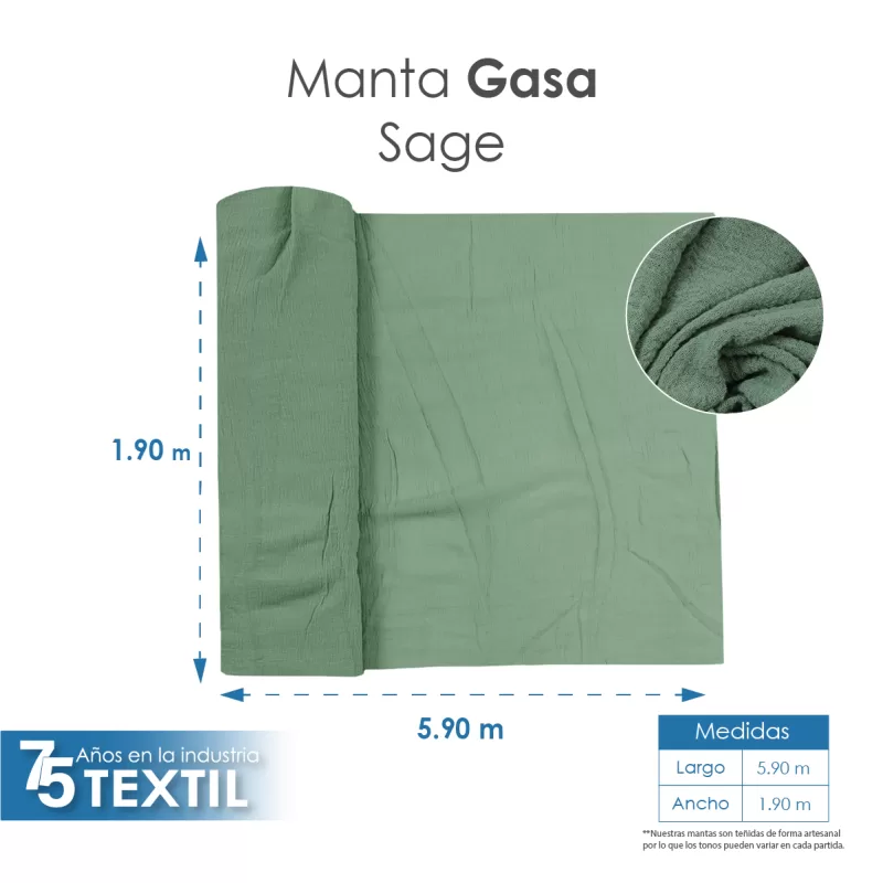 Gasa Teñida 1.90 M ancho Sage