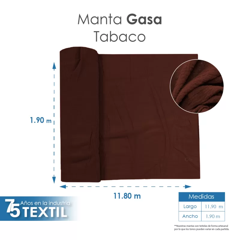 Gasa Teñida 1.90 M ancho Tabaco
