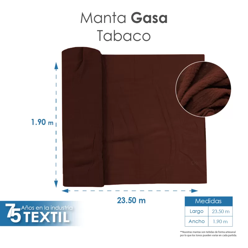 Gasa Teñida 1.90 M ancho Tabaco