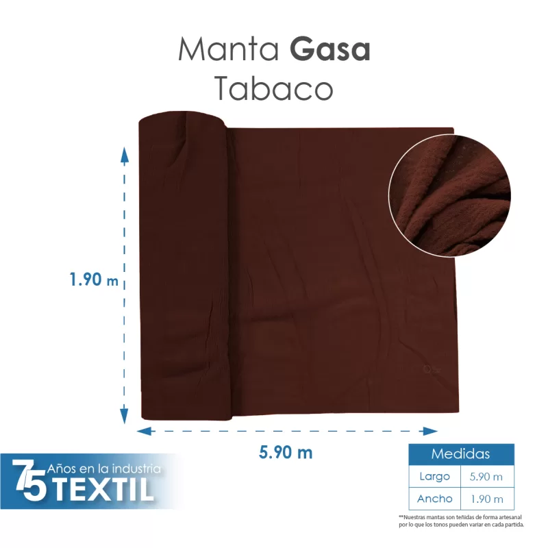 Gasa Teñida 1.90 M ancho Tabaco
