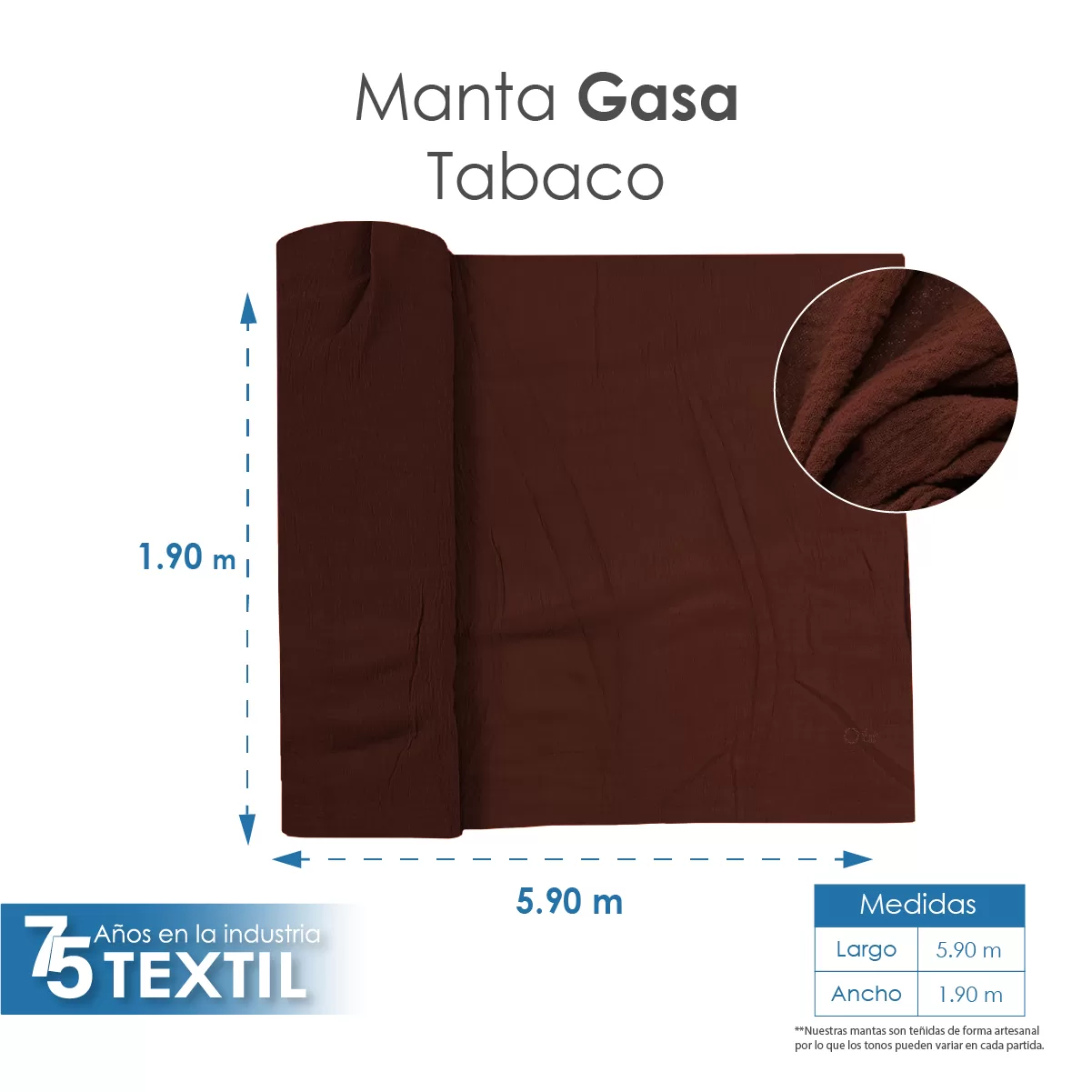 Gasa Teñida 1.90 M ancho Tabaco: imagen 4