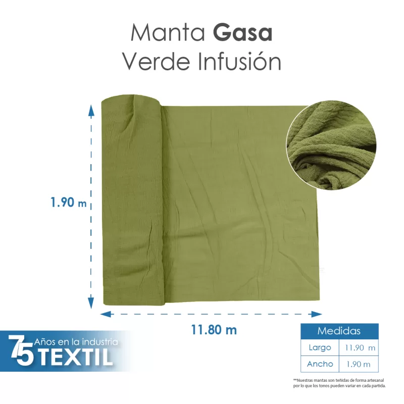 Gasa Teñida 1.90 M ancho Verde Infusión