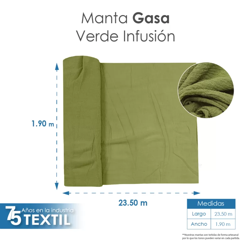 Gasa Teñida 1.90 M ancho Verde Infusión