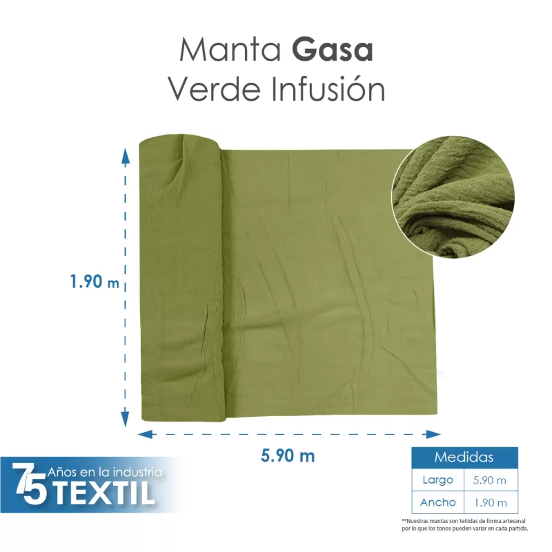 Gasa Teñida 1.90 M ancho Verde Infusión