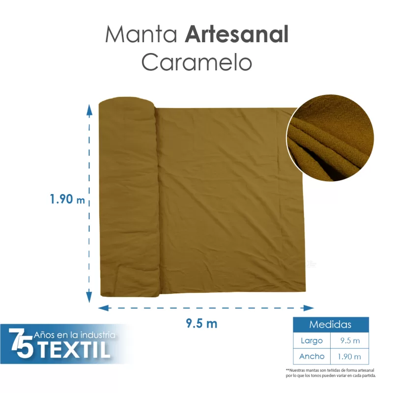 Manta Artesanal 1.90 M ancho Caramelo