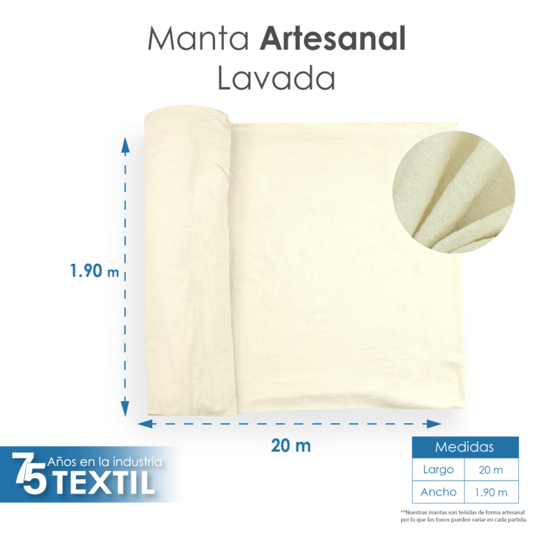 Manta Artesanal Lavada 1.90 M ancho