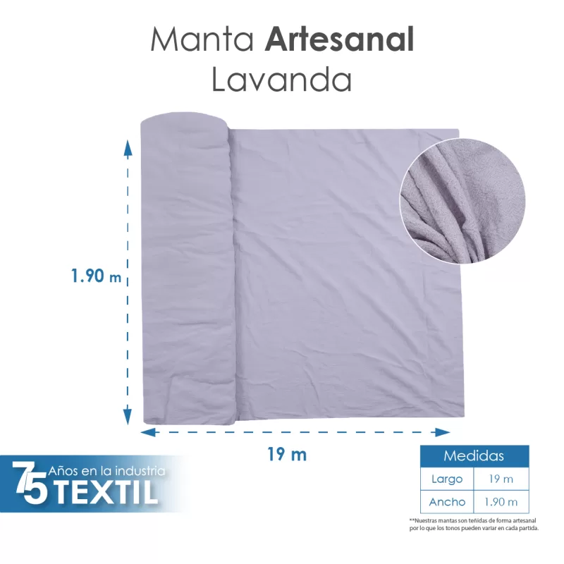 Manta Artesanal 1.90 M ancho Lavanda