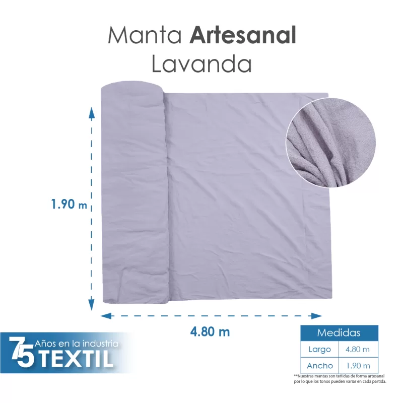 Manta Artesanal 1.90 M ancho Lavanda