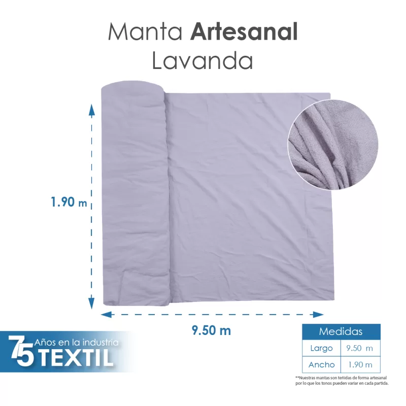 Manta Artesanal 1.90 M ancho Lavanda