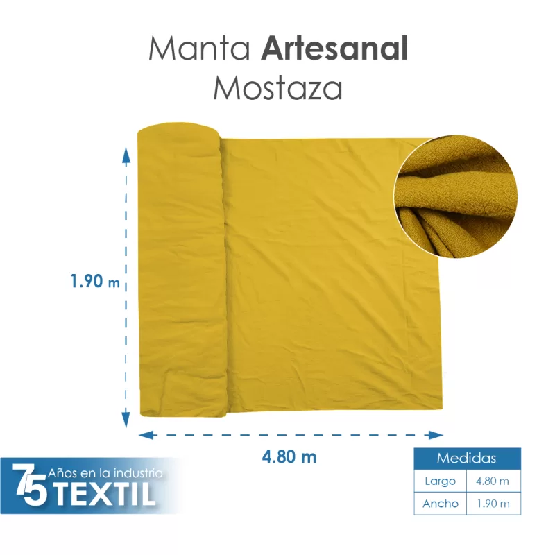 Manta Artesanal 1.90 M ancho Mostaza