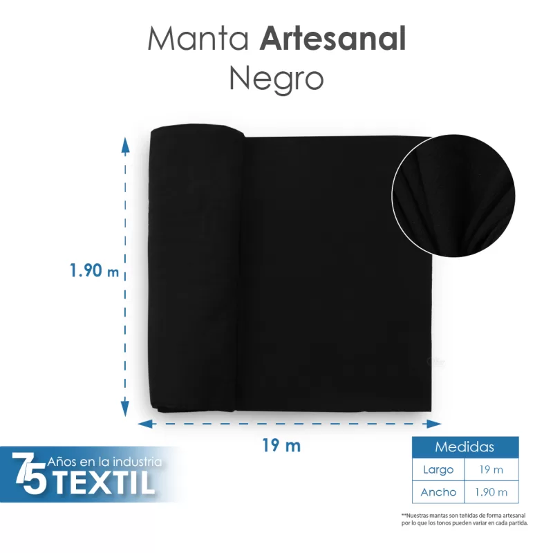 Manta Artesanal 1.90 M ancho Negro
