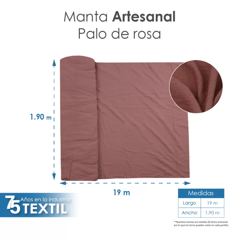 Manta Artesanal 1.90 M ancho Palo de Rosa