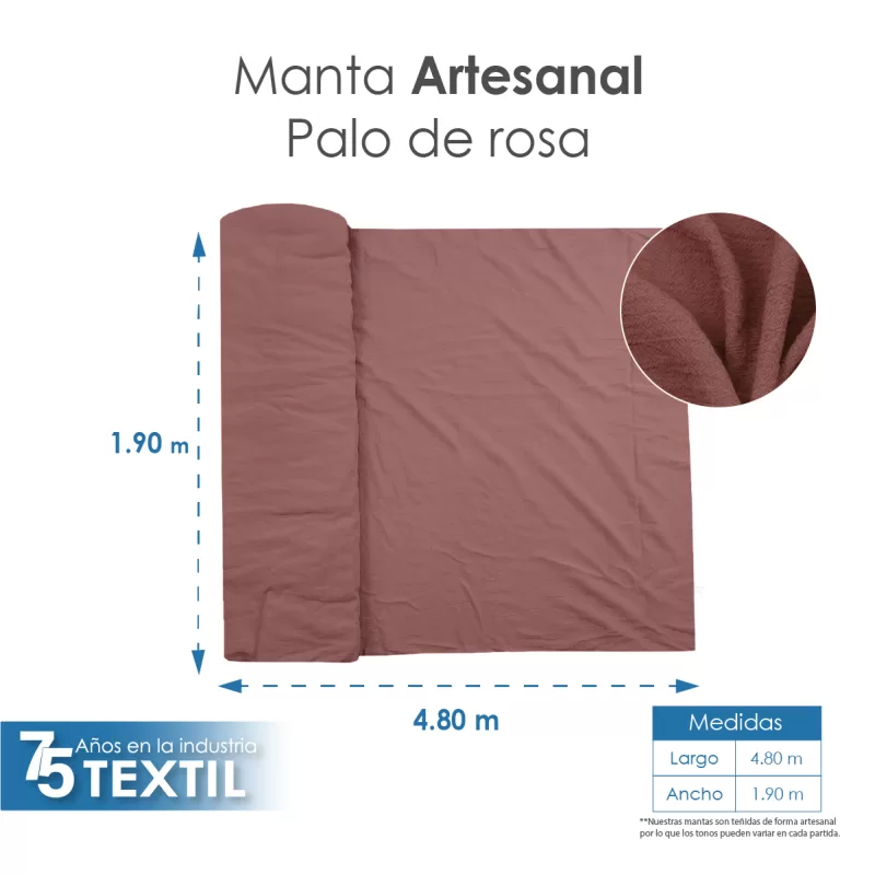 Manta Artesanal 1.90 M ancho Palo de Rosa