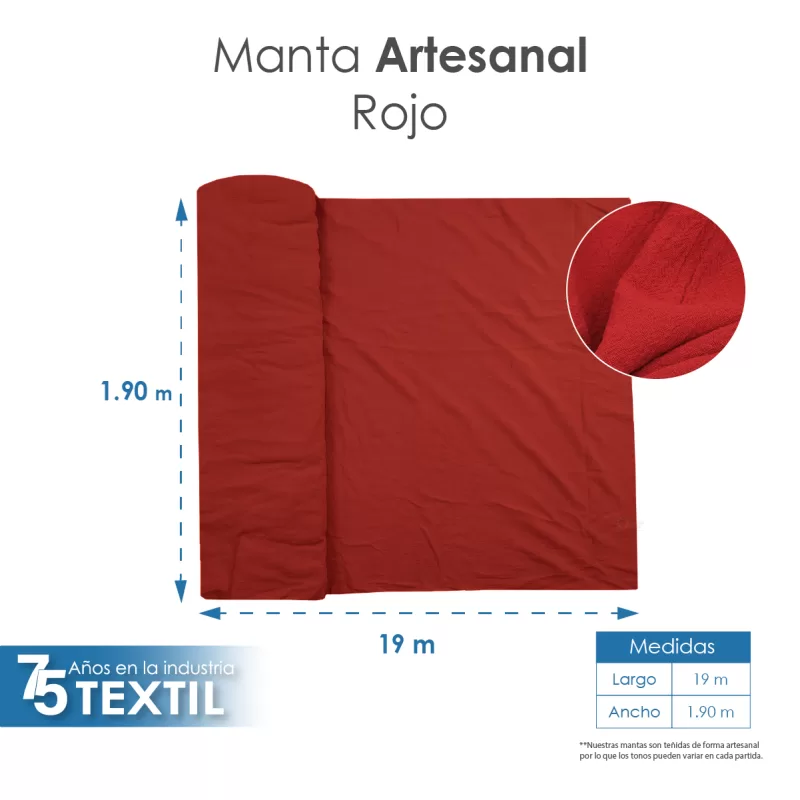 Manta Artesanal 1.90 M ancho Rojo